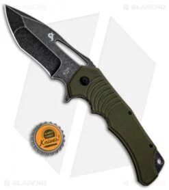 BlackFox Hugin Flipper Knife Green G-10 (4" Black Stonewash) BF-721 G -Fox Knives BlackFox Hugin LL Green G 10 Grey 01FX486 BHQ 86106 jr bottlecap