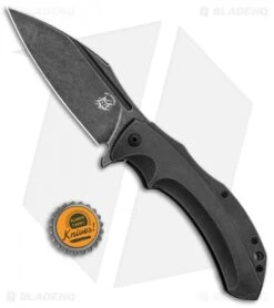 Fox Knives Bastinelli Shadow Frame Lock Flipper Knife (3.75" Black Stonewash) -Fox Knives Fox Knives Bastinelli Shadow FL Black SW FX 533TI BHQ 87339 jr bottlecap