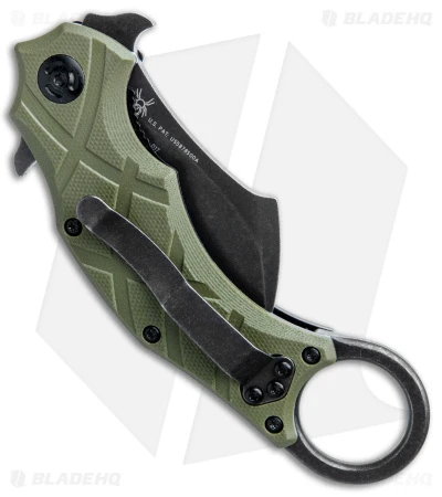 Fox Knives Defcon 5 The Claw Karambit Folder Knife OD Green G-10 (2.4" Black SW) 3 Fox Knives Defcon 5 The Claw Karambit Folder Knife OD Green G-10 (2.4" Black SW) - Image 3