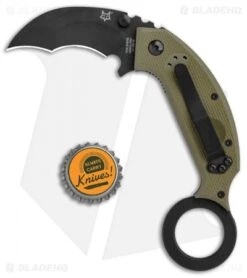 Fox Knives Derespina Folding Karambit Knife OD Green G-10 (2.55" Black) FX-590OD -Fox Knives Fox Knives Derespina Karambit OD Green G 10 Black 590OD BHQ 103625 jr bottlecap