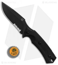 Fox Knives Felin Fixed Blade Knife Black G-10 (4.12" Black Serr) FX-517 S -Fox Knives Fox Knives Felin Black G10 Black Serr BHQ 87354 er bottlecap