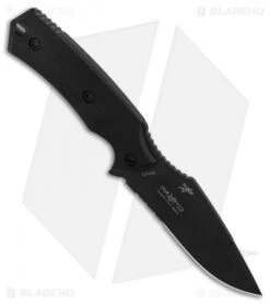 Fox Knives Felin Fixed Blade Knife Black G-10 (4.12" Black Serr) FX-517 S -Fox Knives Fox Knives Felin Black G10 Black Serr BHQ 87354 er side