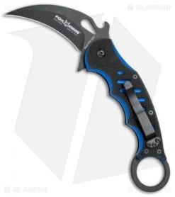 Fox Knives Karambit Folder Liner Lock Knife Black/Blue G-10 (3.1" Black) 479BB