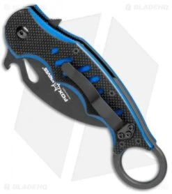 Fox Knives Karambit Folder Liner Lock Knife Black/Blue G-10 (3.1" Black) 479BB -Fox Knives Fox Knives Karambit Folder LL Black Blue G 10 Black BHQ 75548 jr spine
