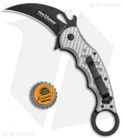 Fox Knives Karambit Liner Lock Knife Silver Twill G-10 (3.1" Black) 479ST -Fox Knives Fox Knives Karambit Folder LL Silver Twill G 10 Black BHQ 78479 jr bottlecap