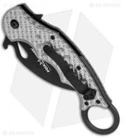 Fox Knives Karambit Liner Lock Knife Silver Twill G-10 (3.1" Black) 479ST -Fox Knives Fox Knives Karambit Folder LL Silver Twill G 10 Black BHQ 78479 jr spine