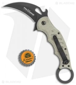 Fox Knives Karambit Folding Knife Green Micarta (3.1" Black) FOX479MI -Fox Knives Fox Knives Karambit Green Micarta black FOX479MI BHQ 118524 jr bottlecap