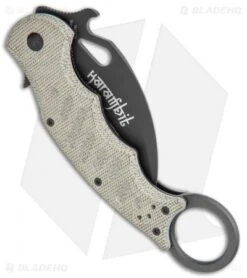 Fox Knives Karambit Folding Knife Green Micarta (3.1" Black) FOX479MI -Fox Knives Fox Knives Karambit Green Micarta black FOX479MI BHQ 118524 jr side