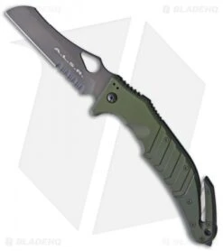Fox Knives A.L.S.R. Liner Lock Knife OD Green Aluminum (3.9" Black Serr)